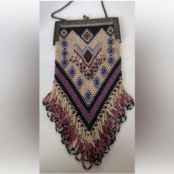 None Handbags - Antique 1920's Beaded Flapper Era Bag
